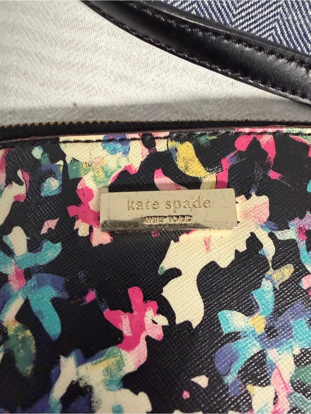 Kate Spade New York Floral Crossbody Bag Black Multi Satchel Purse